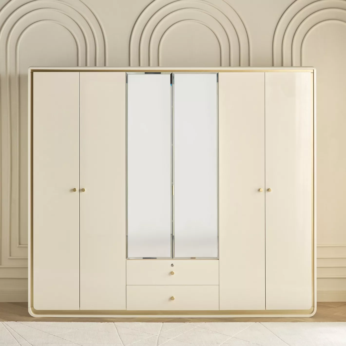Fanous 6-Door Wardrobe with Drawers - Image 4