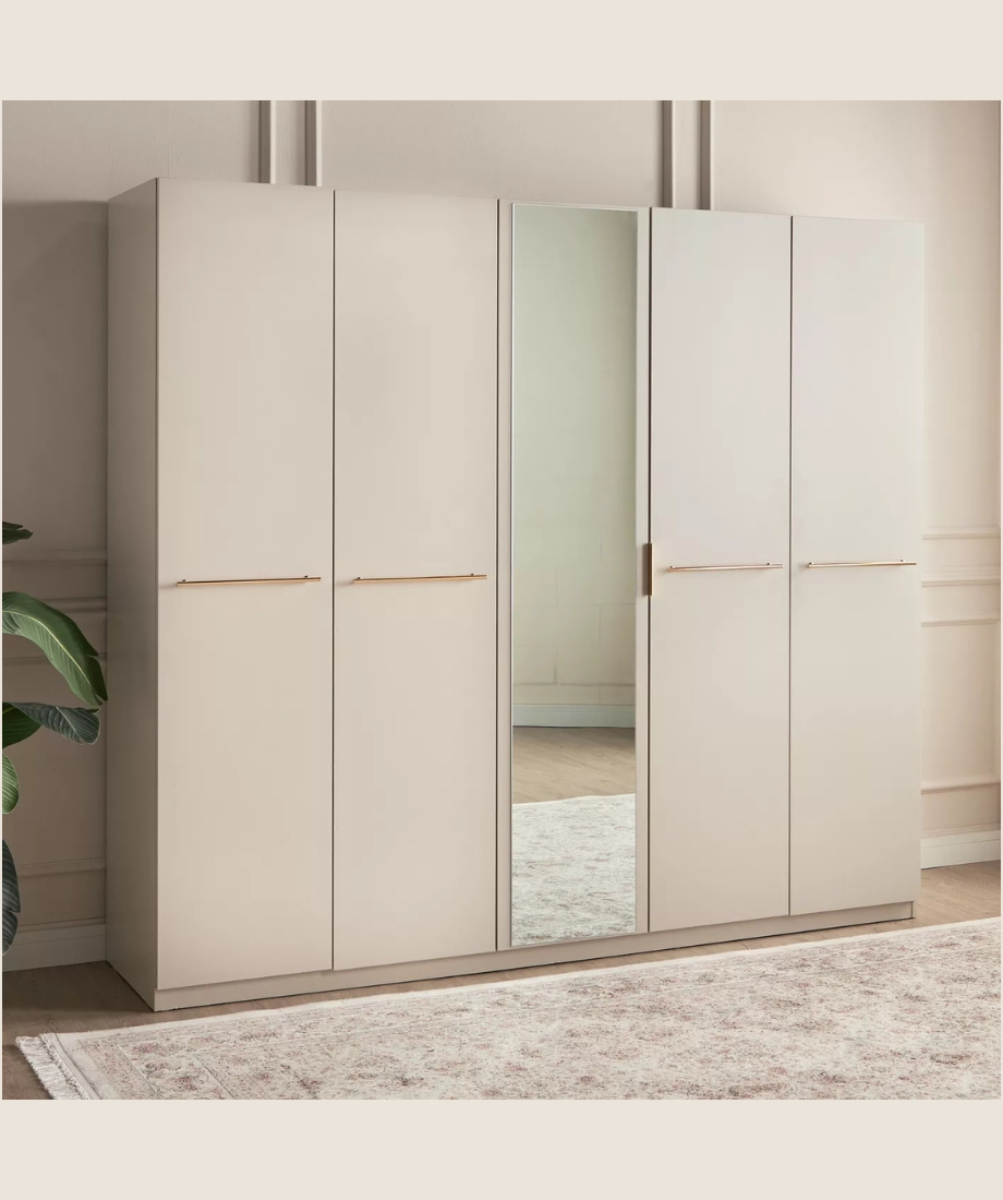 Fanous 6-Door Wardrobe with Drawers - Image 2